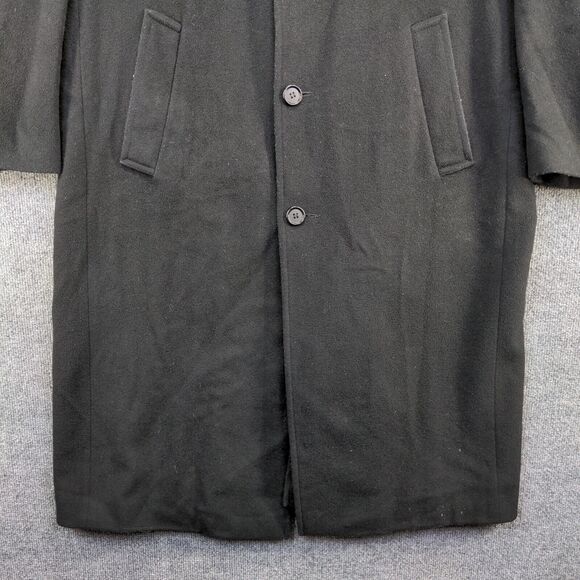 Kasper Men's Button-Up Coat Solid Black 50x48 Cashmere Blend Slit Back - Picture 4 of 16